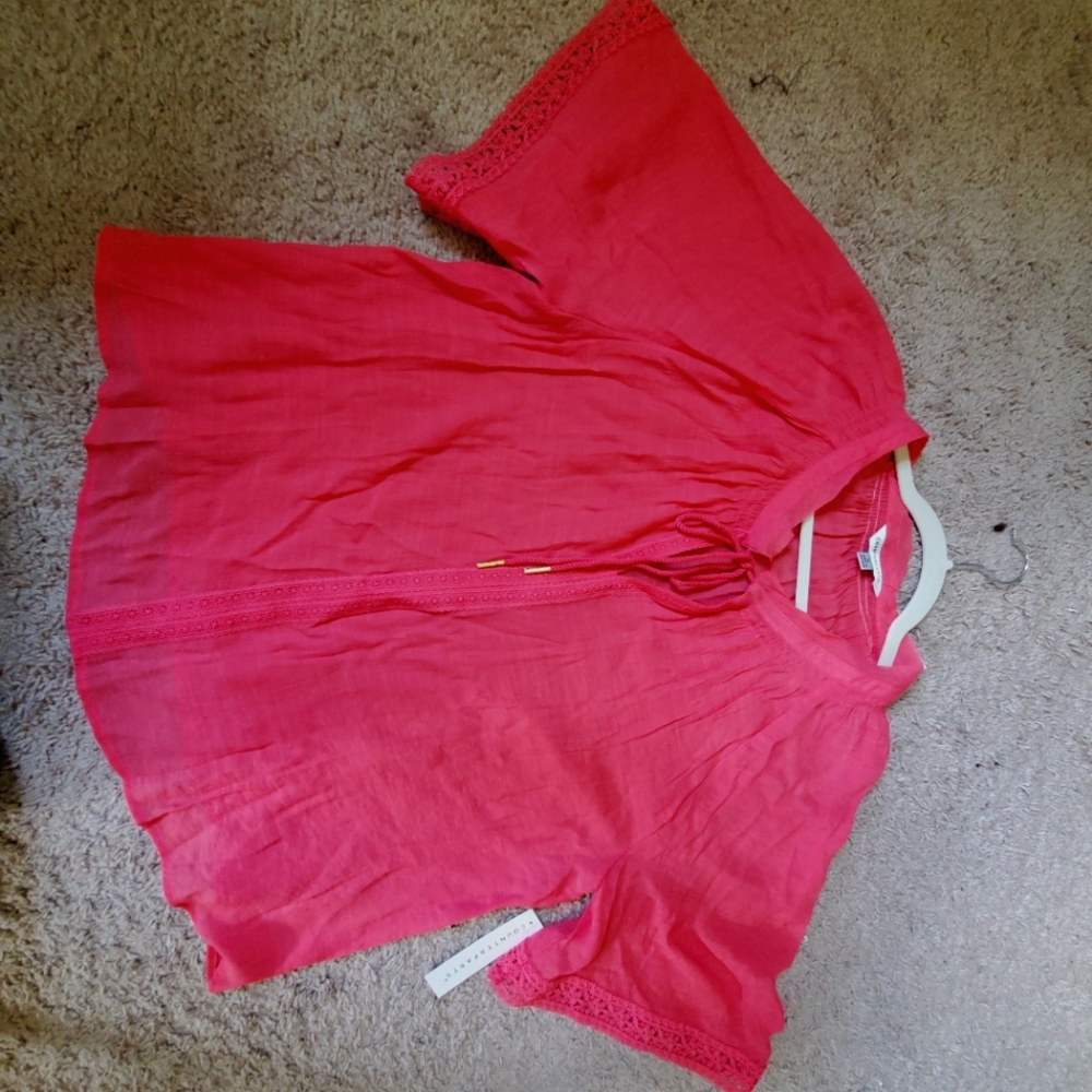 Counterparts linen flowing top .Size M pink/fushia